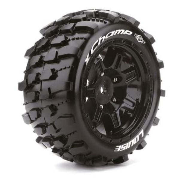 LOUT3349B X-CHAMP MFT-REIFEN SOFT AUF FELGE SCHWARZ 24MM (2) LOUISE FÜR TRX X-MAXX